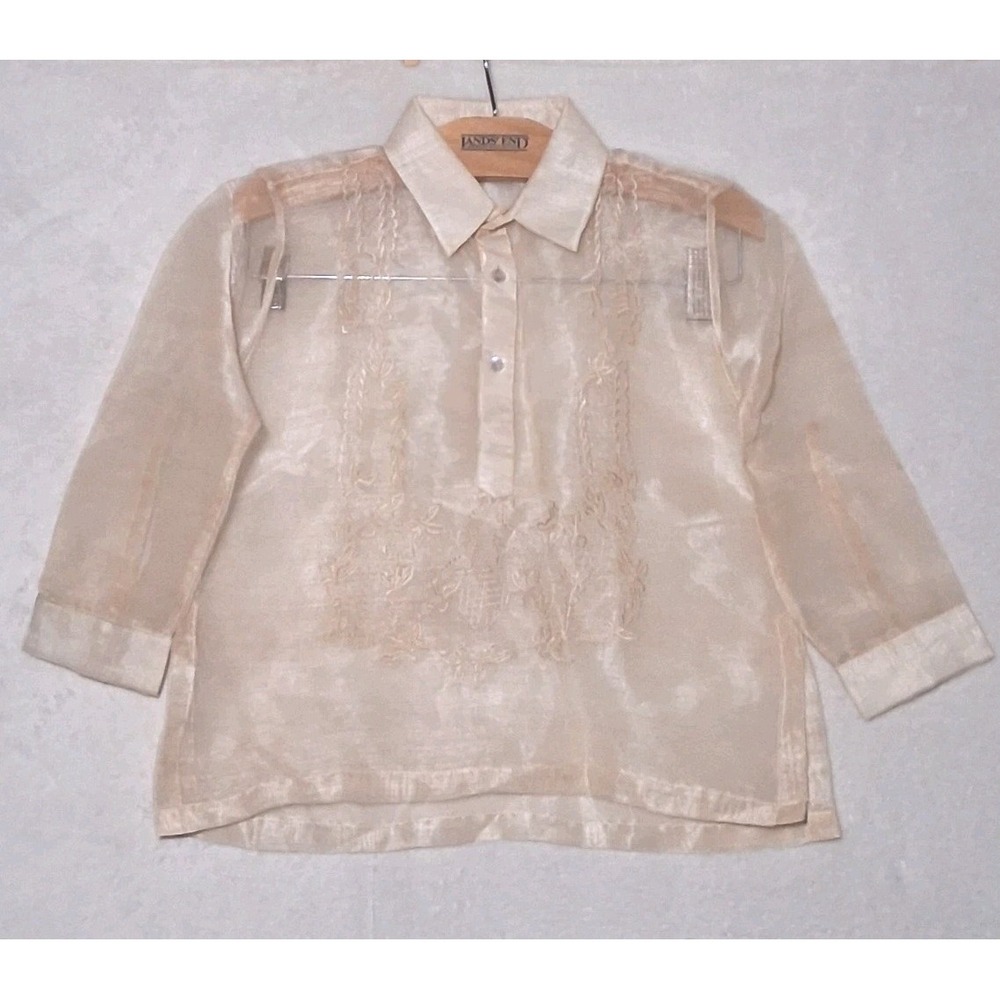 Kids Boys Barong Tagalog Short Sleeve Wedding Ring Bearer First Communion Size 4